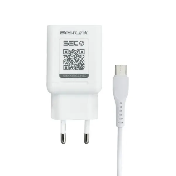 Cargador Dual USB, 2.1amp, color blanco. BESTLINK / mod. BL-CH2100
