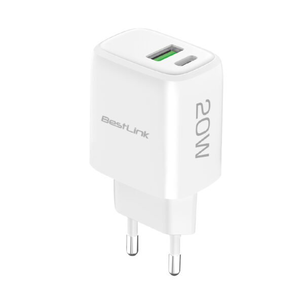 Cargador Rápido Dual USB-A + USB-C 20W / Mod. BL-CHPQC2200W